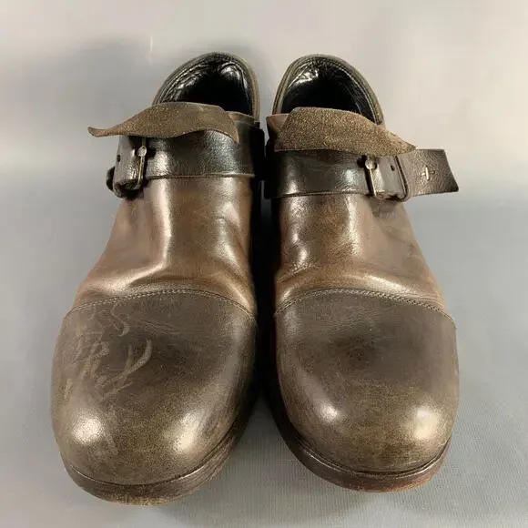 M.A+ Size 10 Brown Leather Buckle Loafers